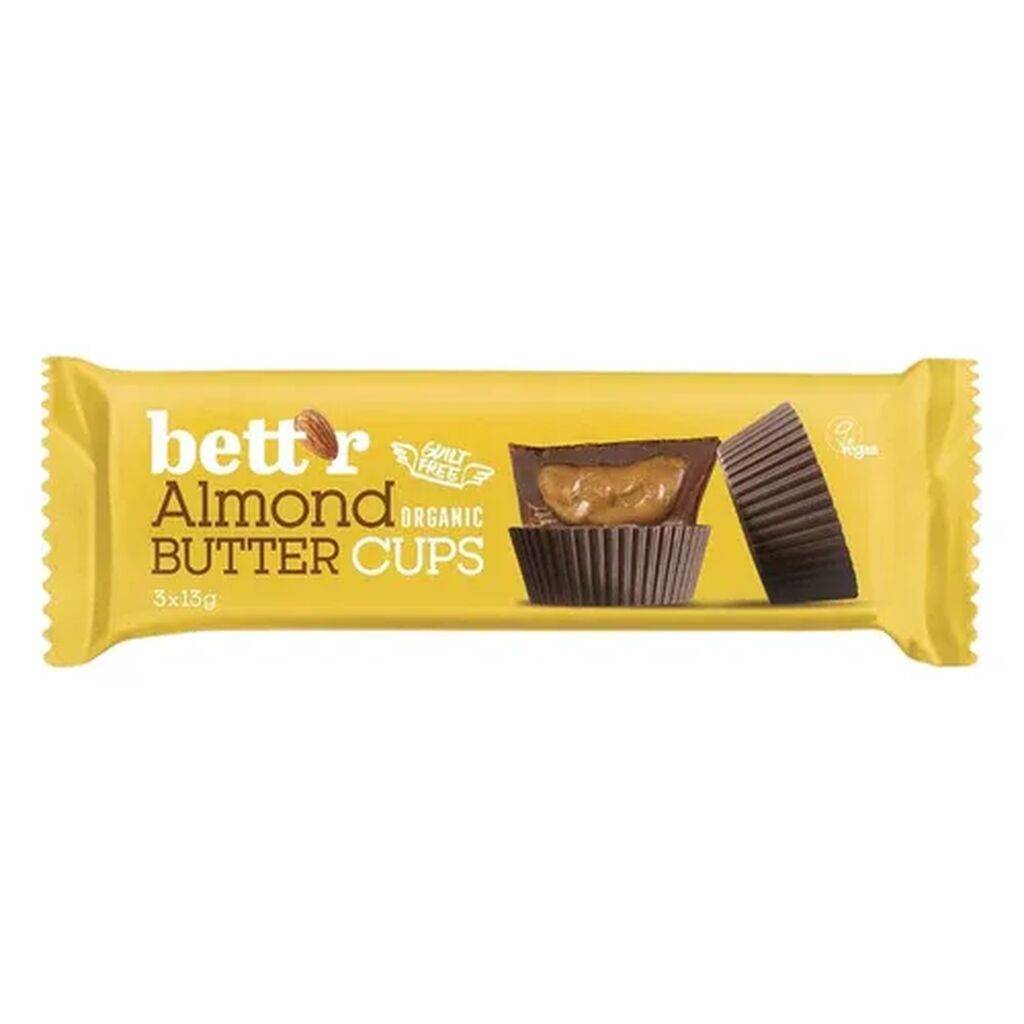 Bett'r Organic Almond Butter Cups 39g