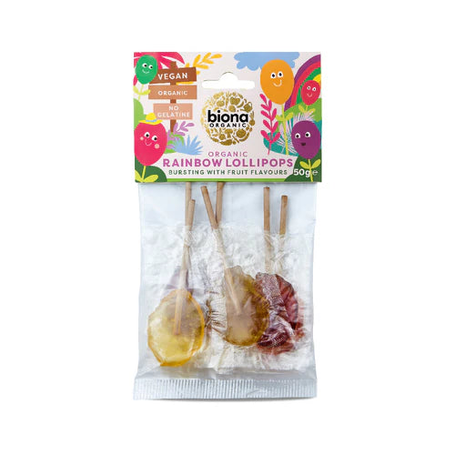 Biona Organic Rainbow Lolipops 50g