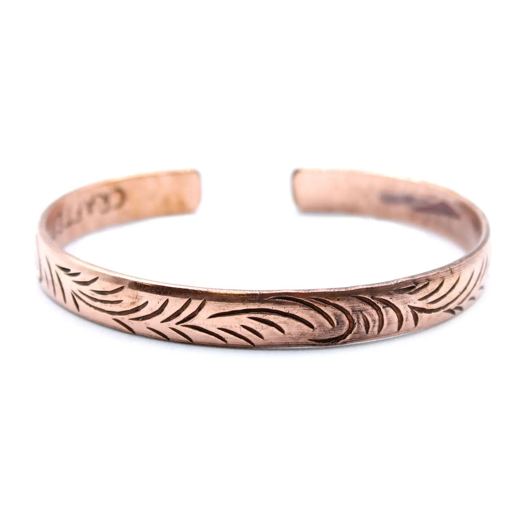 Slim Copper Bracelet Tribal Swirls