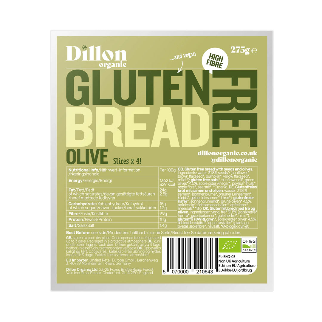 Dillon Organic Gluten Free Keto Bread Olive 275g