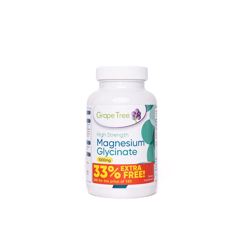 Grape Tree Magnesium Glycinate 1000mg 240 Tablets (33% Extra Free)
