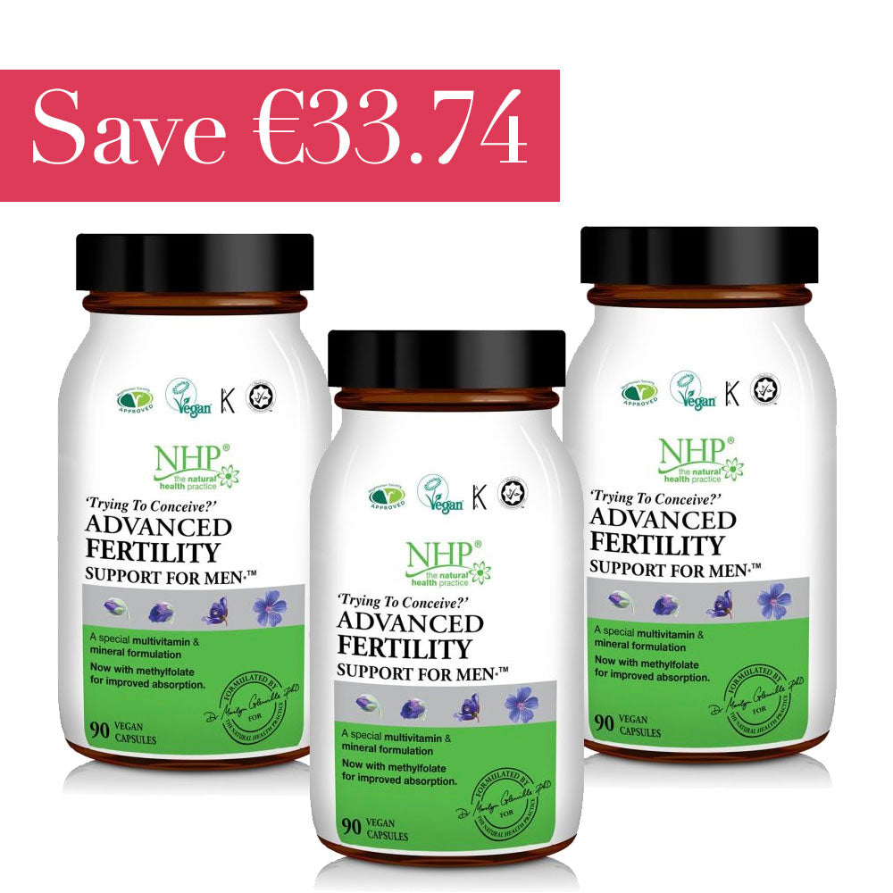 NHP Advanced Fertility Support for Men 90 Capsules x3 Jars | Save €33.74