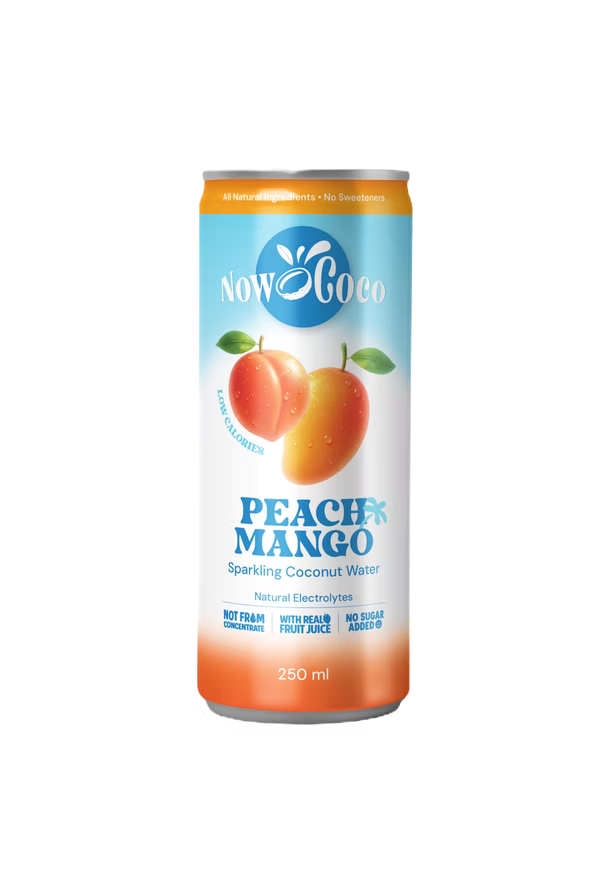 Now Coco Peach & Mango Sparkling Coconut Water 250ml