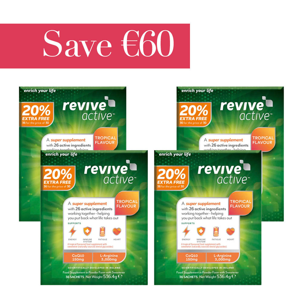 Revive Active Tropical Flavour 30 Sachets + 6 Sachets FREE x 4 Boxes - Save €60!