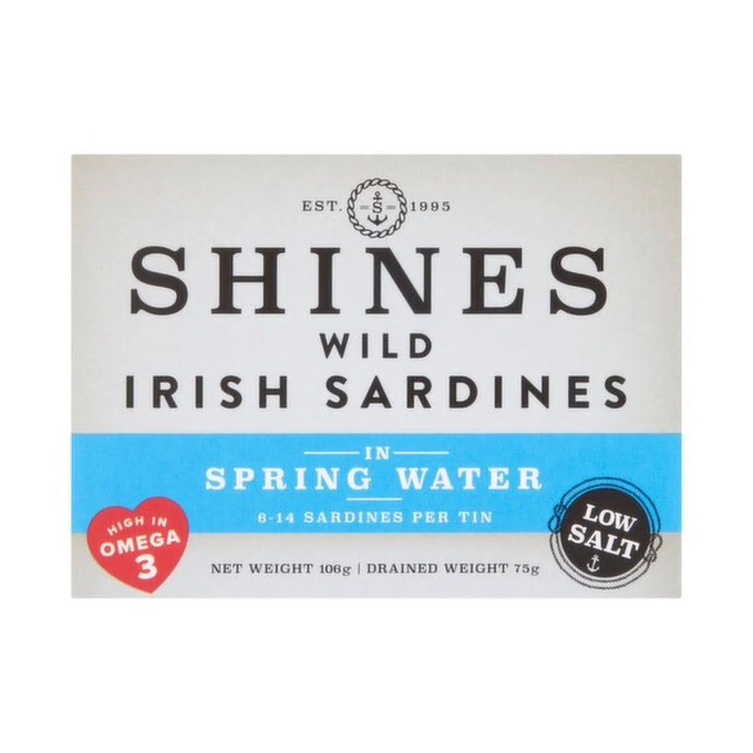 Shines Wild Irish Sardines in Spring Water 106g (Low Salt)