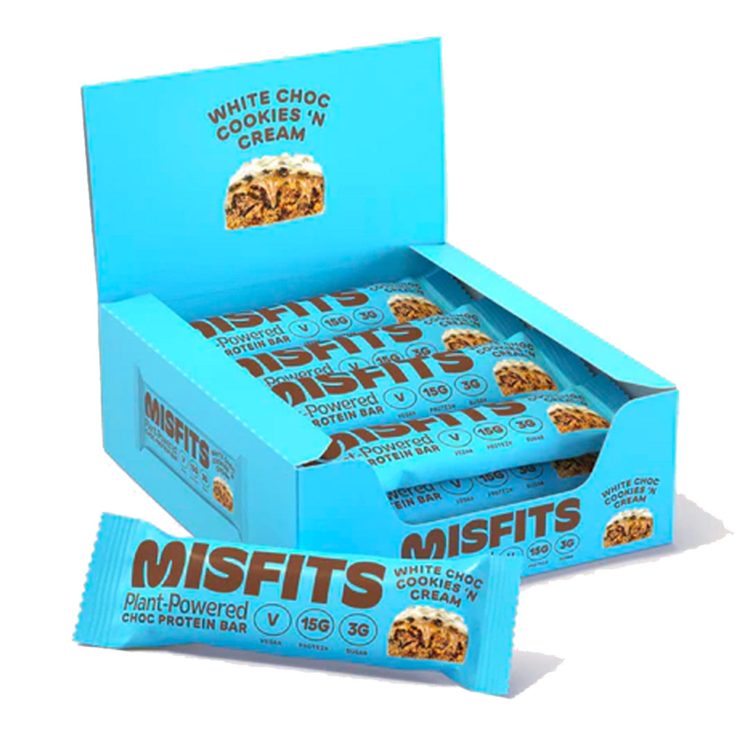 Misfits White Chocolate Cookies & Cream Protein Bar 45g - Box Of 12