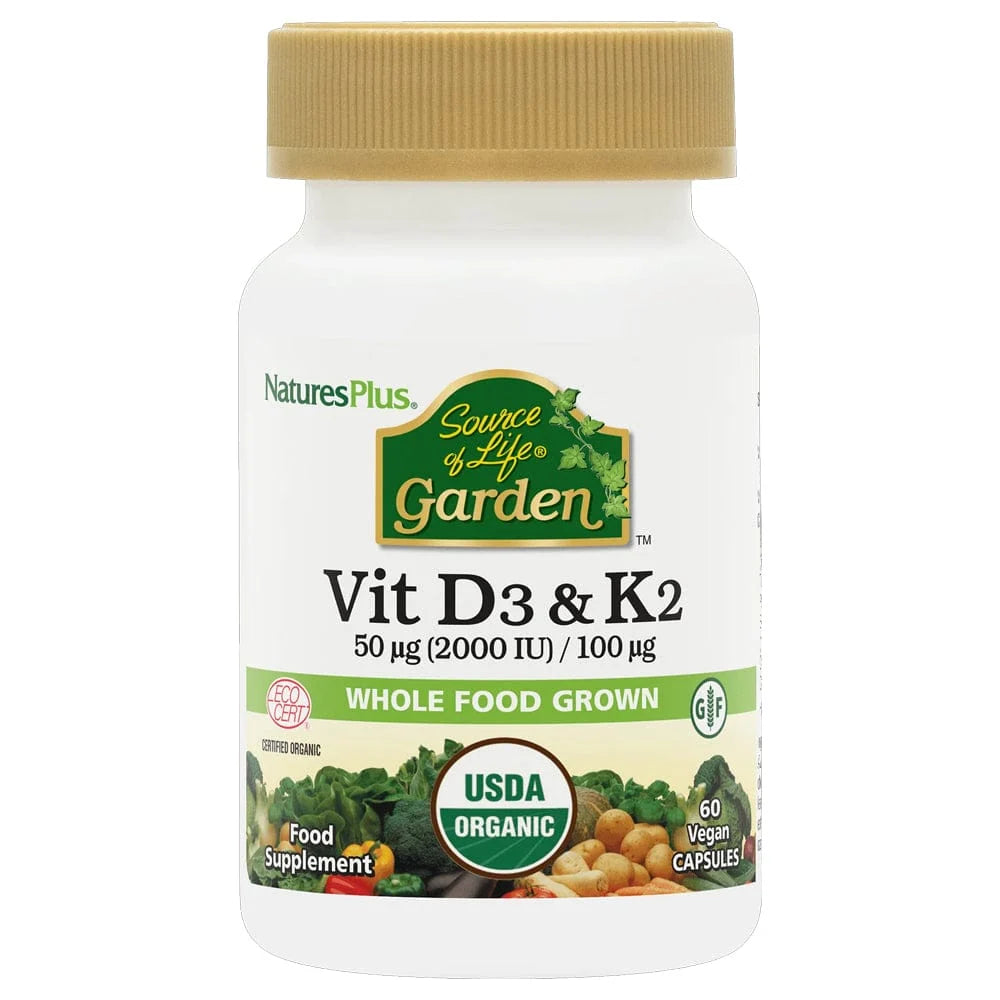 Natures Plus Source Of Life Garden Vitamins D3 & K2 60 Capsules