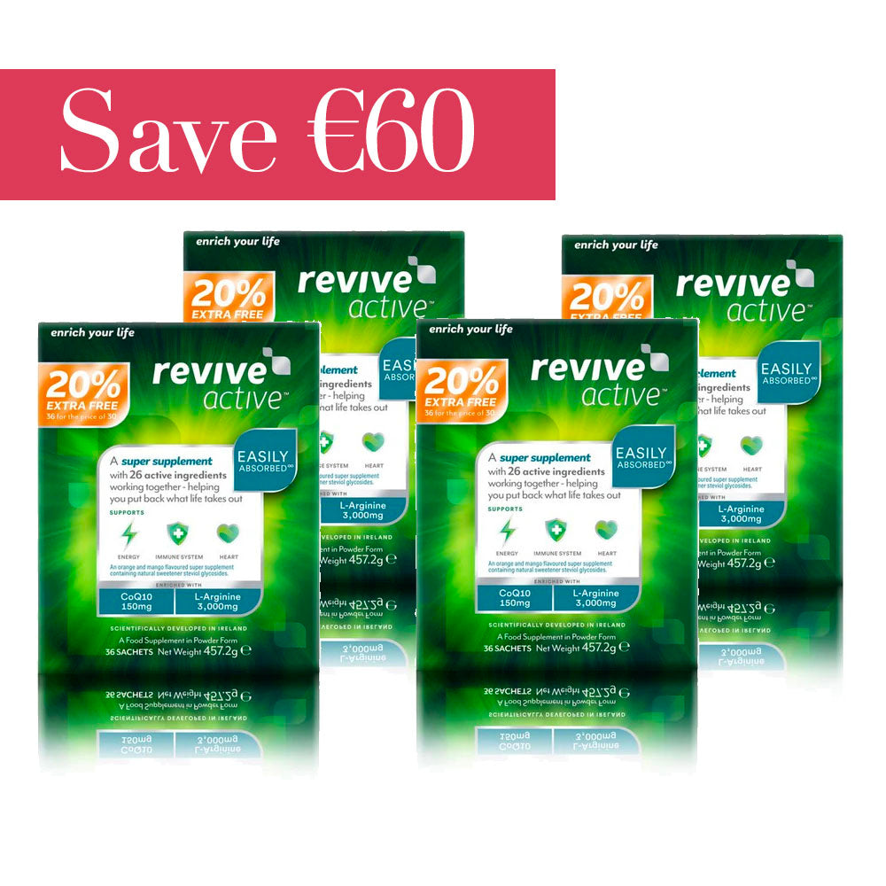 Revive Active 30 Sachets + 6 Sachets FREE x 4 Boxes - Save €60!