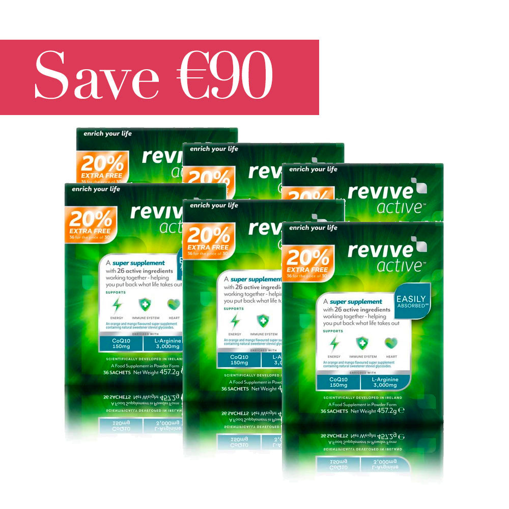 Revive Active 30 Sachets + 6 Sachets FREE x 6 Boxes - Save €90!