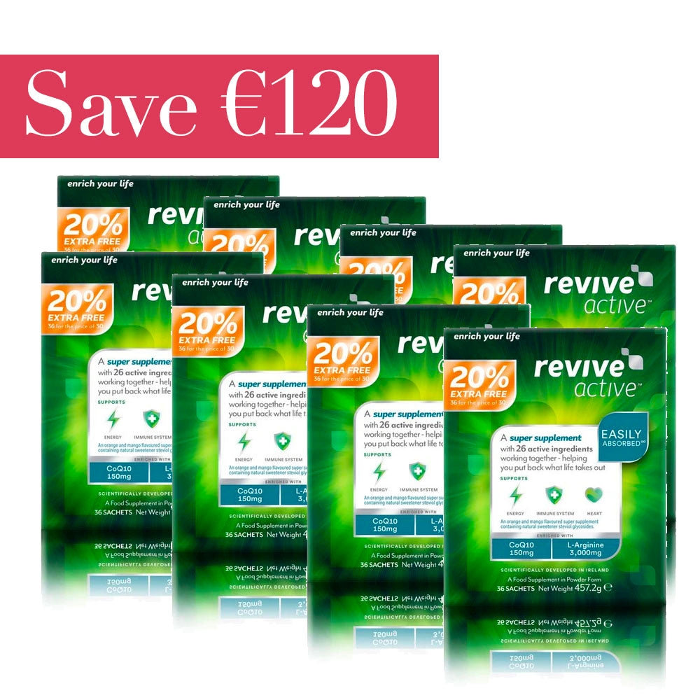 Revive Active 30 Sachets + 6 Sachets FREE x 8 Boxes - SAVE €120!