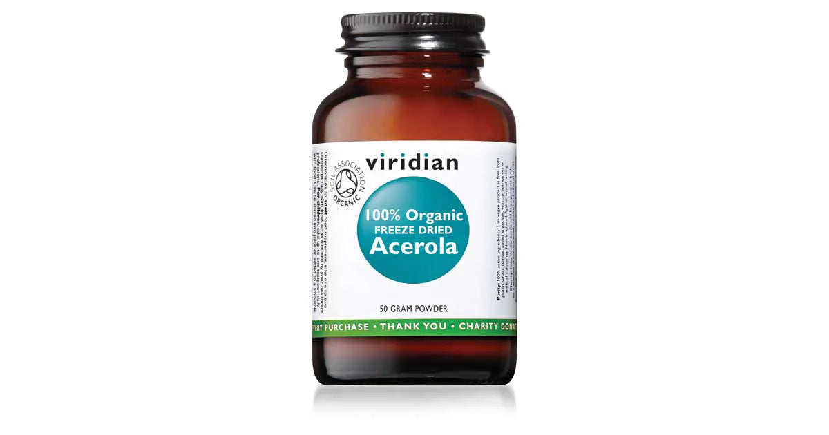 Viridian 100% Organic Freeze Dried Acerola-Vit C Powder 50g