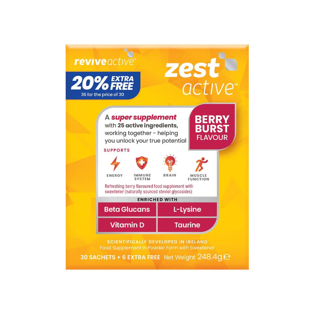 Zest Active Berry Burst 30 Sachets 20% Extra FREE