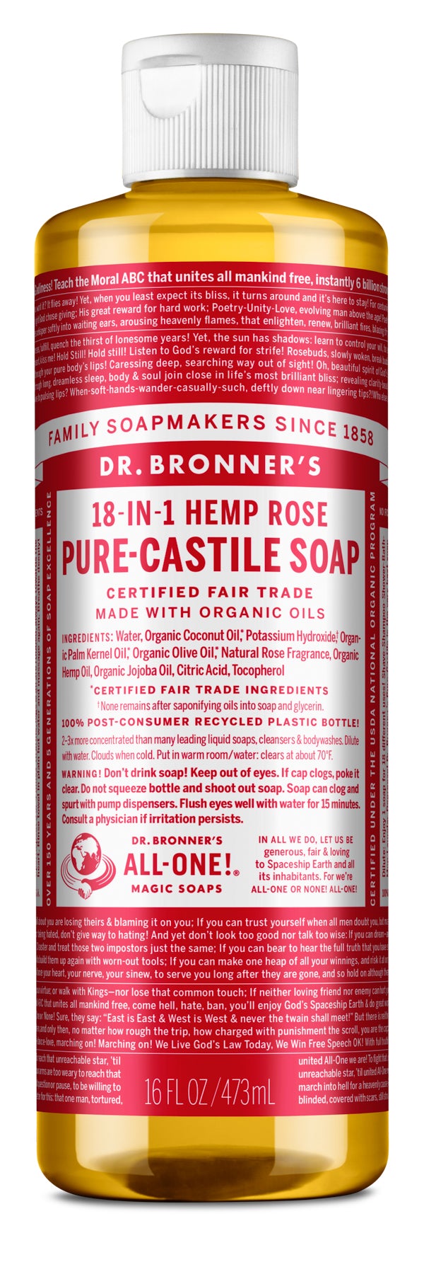Dr. Bronner's Rose Castile Soap 473ml